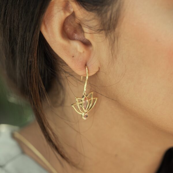 Nalini | Lotus Flower Earrings | Pink Tourmaline