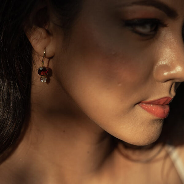 Isla | Red Garnet and White Topaz Earrings - Image 2