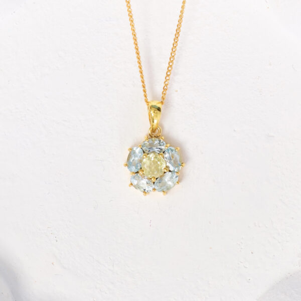 Lena | Aquamarine And Chrysoberyl Pendant Necklace - Image 3