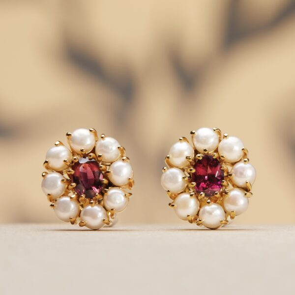 Isabella | Rose Garnet and Pearl Earrings - Image 3