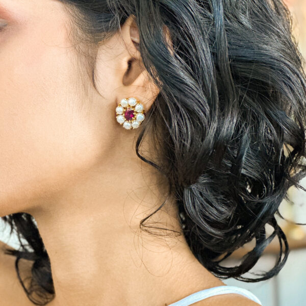 Isabella | Rose Garnet and Pearl Earrings